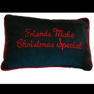 Green and Red Christmas Pillow “Friends Make Christmas Special" Accent 14"x9"